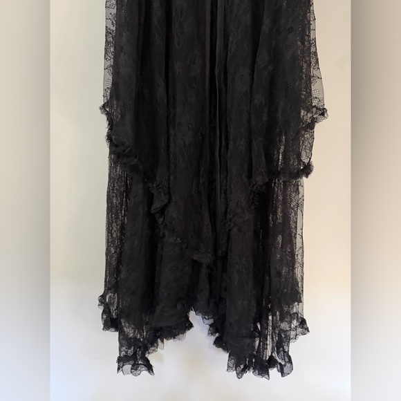 NEW Baevely Anthropologie BLACK Lace Ruffle Ribbon Duster Tiered Romantic, Small - Picture 7 of 10